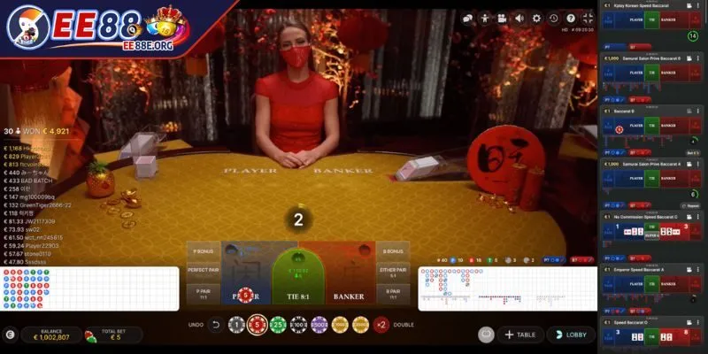 Live Casino EE88 trải nghiệm game chân thực đến từng chi tiết