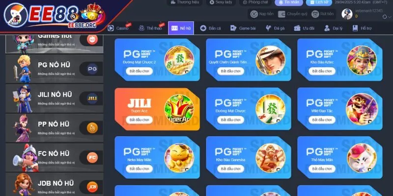 Nổ hũ EE88 mức thưởng hấp dẫn