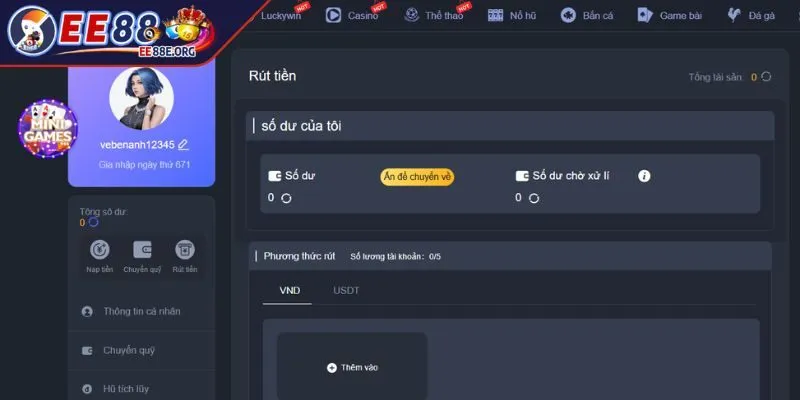 Rút tiền EE88 thất bại do kết nối mạng không ổn định
